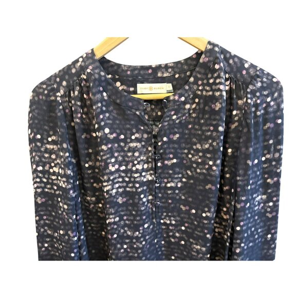 Tory Burch Womens Printed Polka Dot Silk Button-Front Blouse Size 2 - Picture 2 of 5
